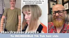 Hairdresser reacts to incredible tik tok hair vids !!! #hairfail