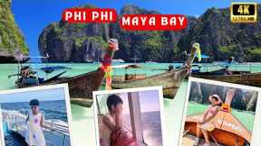 4K HDR 🇹🇭Phi Phi Island tour by big boat, ferry tour Phi Phi 5 best places to see, Phuket to Phi Phi